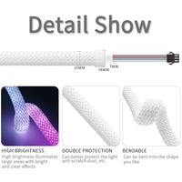 Kit de bande lumineuse LED néon RGBIC 5M à 360 degrés, effet de poursuite des couleurs, en nylon flexible et silicone, IP67, 5V, tressée