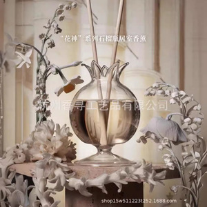 Heshes Flora Series Pomegranate <b>Bottle</b> Reed <b>Diffuser</b> Glass Aromatherapy Indoor Ornament Gift Customization OEM - Product Image 1