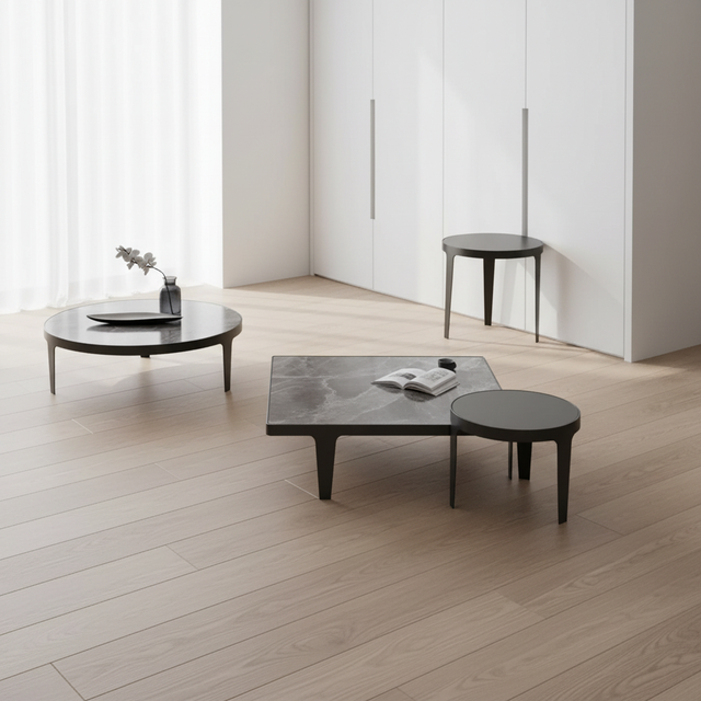 Modern Nesting Coffee Table Set Luxury Small Square Metal Side End Coffee Table for Living Room Furniture