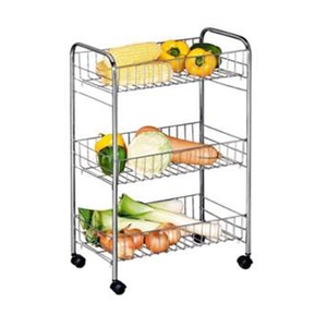 Chariot de service de rangement de cuisine moderne Offres Spéciales avec roues <span class=keywords><strong>légumes</strong></span> et fruits support de maintien en fil de fer à 3 couches - Product Image 2