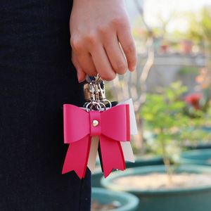 Stocked 6 Colors Durable Elegant Cute Bow Charm Hanging PU Leather Bag Purse <b>Key</b> Chains Accessory Gift for Girls Women Birthday - Product Image 3