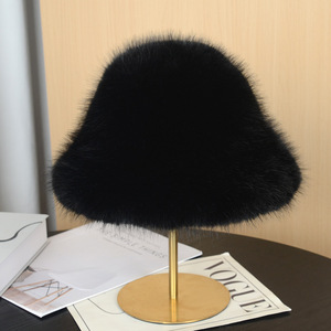 <span class=keywords><strong>Chapeau</strong></span> Bob en Fausse Fourrure Monochrome pour Femme, Automne Hiver, en Peluche, Haut de Gamme, Amincissant le Visage, Chaud, Coupe-Vent, avec Protection des Oreilles - Product Image 6