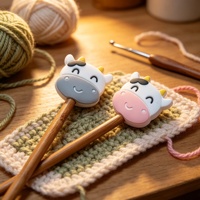 Bouchons d'aiguilles en silicone mignons motif vache, simples, portables et durables, protecteurs de pointe pour projets de tricot