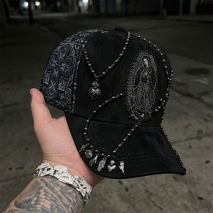 Cappello Trucker in Rete Ventilata Nera con <span class=keywords><strong>Logo</strong></span> Personalizzato Ricamato, Stile Gotico Streetwear, ODM OEM, Gorras San Judas Tadeo, Cappelli Chava - Product Image 2