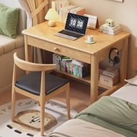 Bureau d'ordinateur en bois massif avec étagère et fonction de bureau debout, poste de travail portable pour la maison et le bureau