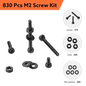 M2 Alloy Steel <b>Screw</b> Nut Bolt Washers Set 830pcs 12.9 Grade Metric Black <b>Galvanized</b> Construction Use - Product Image 2