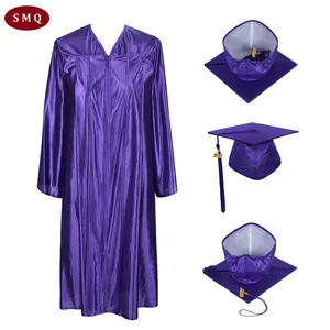 Silver Shiny Graduation Robe Gown And Cap