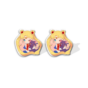 可爱卡哇伊树脂亚克力耳钉时尚动漫美少女战士耳环 - Product Image 2
