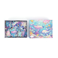 Puzzles en carton personnalisés en gros, colorés, sur le thème du monde sous-marin, avec des dauphins, éducatifs, ronds, en papier, pour le sol