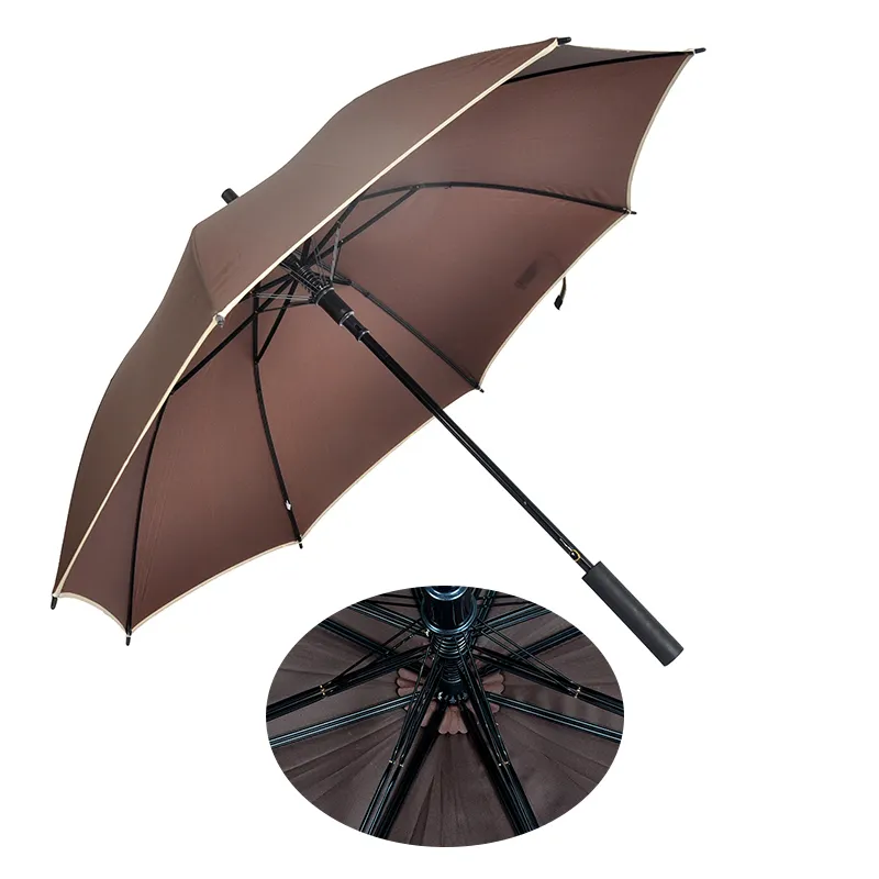 Umbrella Factory Wholesale J Handle Straight Sticks Double Rib Windproof Umbrella Custom Automatic Umbrella