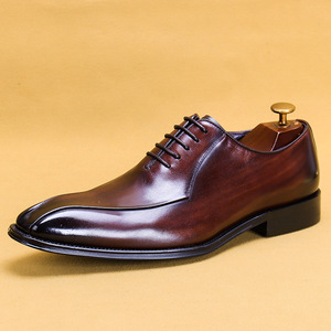 Chaussures de mariage artisanales en cuir véritable pour homme, style italien, de qualité luxueuse, à bout pointu, à enfiler, formelles - Product Image 2