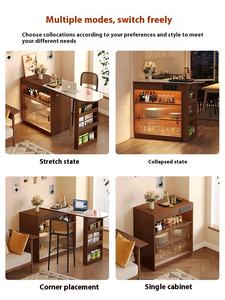 Massief Houten Barkast Intrekbare Eiland Opslag Geïntegreerd Dressoir Voor Kleine Appartement Balkon Vrije Tijd Huishouden - Product Image 4