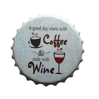 Logo d'impression personnalisé en gros petite taille couronne bière café bouchons de bouteilles métal étain signe pour café bar décoration