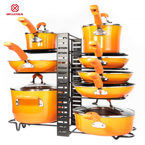 Kitchen Counter and Cabinet Organization Storage Pot Rack Organizers Adjustable Pot Lid Holder Pot and Pan Organizer