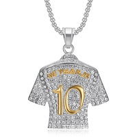 Kalung Hip Hop 316L Stainless Steel Pria, Liontin Jersey Bintang Sepak Bola Neymar No.10, Anti Air, Grosir