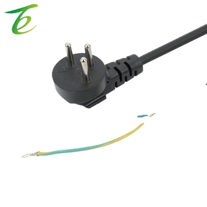 3코어 이스라엘 플러그 전원 코드 90도 엘보우 원형 플러그 전원 코드 3구 이스라엘 순수 구리 베어 테일 와이어 - Product Image 1