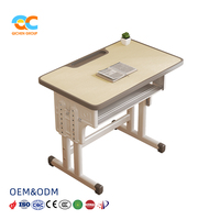 Bureau d'étude pour étudiants sur mesure, réglable en hauteur, avec plateau de rangement et fente pour crayons, idéal pour les projets scolaires