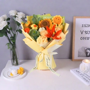 Bouquet di fiori all'uncinetto prodotto finito fatto a mano rosa giglio per anniversario <span class=keywords><strong>compleanno</strong></span> <span class=keywords><strong>regalo</strong></span> filato per sempre giorno della <span class=keywords><strong>fidanzata</strong></span> - Product Image 2