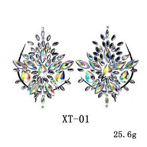 Pegatinas de diamantes de resina para el pecho, decoración para festivales de música, carnavales y fiestas, maquillaje para actuaciones, pegatinas de diamantes para el pecho - Product Image 2