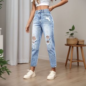 <span class=keywords><strong>Jeans</strong></span> Skinny da Donna Europei e Americani Best-Seller, Strappati e Aderenti, Casual, <span class=keywords><strong>Slim</strong></span> Fit, Affusolati, Estivi, Modello <span class=keywords><strong>Mom</strong></span> con Ricami - Product Image 3