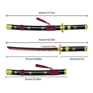 ดาบโรโรโนอะนิเมะญี่ปุ่นขนาด45ซม. ทำจากสเตนเลสสตีลสีดำชิ้นส่วนดาบคาตานะ - Product Image 2