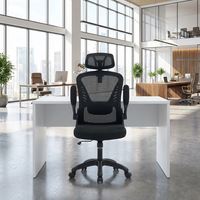 Chaise de bureau exécutive pivotante réglable et relevable, moderne, ergonomique, en tissu maillé, pour bureau à domicile, avec base pliable en acier inoxydable