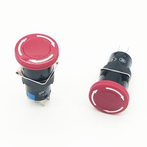 Interruptor de Botón de Parada de Emergencia Circular LAY50-16A-11Z/22Z, Diámetro 16mm, 1NO 1NC (3 Pines) o 2NO 2NC (6 Pines) - Product Image 2