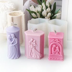 Muffa di candela nuziale pilastro sposa coppia di <span class=keywords><strong>sposini</strong></span> sposa sposo in Silicone con stampo a forma di candela da damigella d'onore regalo in gesso - Product Image 3