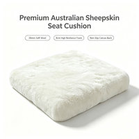 Coussin de siège en peau de mouton australienne de qualité supérieure, 20 mm, en laine douce, avec mousse haute résilience de 8 cm et dos antidérapant