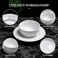 Service de vaisselle en porcelaine blanche à bord ondulé gaufré, durable et élégant, assiettes, bols, tasses pour la maison, le restaurant et les mariages