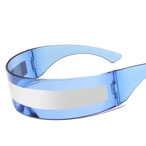 अद्वितीय डिजाइन भाप गुंडा rimless एक टुकड़ा धूप का चश्मा बाल बैंड आकार लेपित लेंस पार्टी रंगों