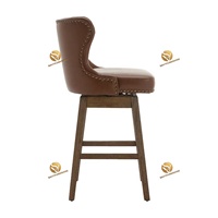 Tabourets de bar pivotants à 360 degrés, tabourets de bar en bois massif, tabourets de bar modernes rembourrés avec dossier, chaises de bar