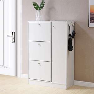 מודרני עיצוב ארון נעליים, עץ נעל מדף ארון מסדרון אחסון עץ נעל מדף ארון - Product Image 4