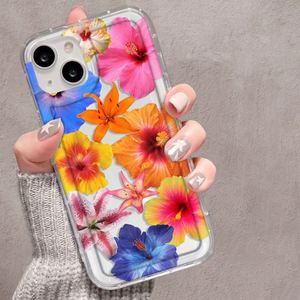 Coque de téléphone portable en TPU avec impression de fleurs bleues et oranges, absorption des chocs, anti-chute, pour iPhone Xr Xs Max 11 12 13 14 15 16 17 - Product Image 2