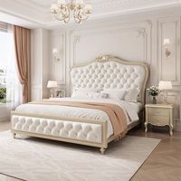Lit de maîtresse double 1,8 m style princesse française, en bois massif, rembourré en cuir, avec coffre de rangement haut, démontable, style américain