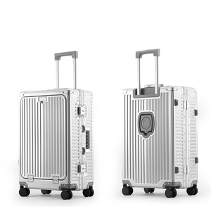 Valise cabine en aluminium de qualité supérieure, entièrement en alliage d'aluminium, coque rigide, valise tout en aluminium avec ports de charge, valise cabine en aluminium de 20 pouces - Product Image 6