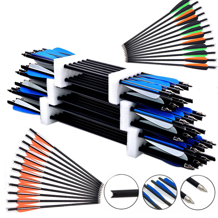 12pcs Crossbow Arrows 20 Inch Carbon Fiber Arrow Crossbow Bolt OD 8.8mm Hunting Sports Shooting Practice Archery Accessories