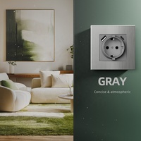 Prise Murale Standard UE avec Ports de Charge USB-A USB-C, Sortie Murale Schuko Allemande, Panneau en Aluminium Brossé, 16A 220-250V