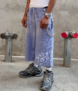 Custom Streetwear Capris Sweatpants <strong>Leopard</strong> <strong>Print</strong> Summer Baggy Casual 100% Cotton Sweat <strong>Shorts</strong> Jogging 3/4 Long <strong>Shorts</strong> <strong>Men</strong> - Product Image 2