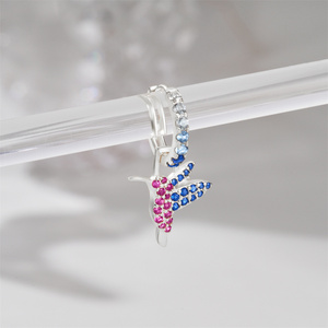Pendientes Canner Single S925 de Plata de Ley con Diamantes Desmontables y Patrón de Flamenco, Colibrí y Rayo, Combinables con Todo - Product Image 3
