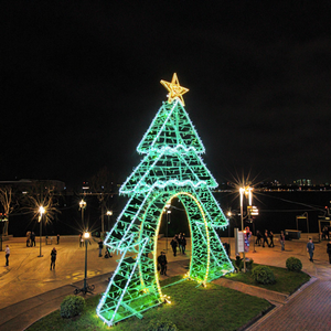 Luces navideñas con diseño de estrella y árboles de Navidad, esferas metálicas iluminadas para exteriores, impermeables IP65, para Año Nuevo - Product Image 5
