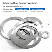 SS304 SS316 Stainless Steel Zinc Plated Retaining Ring Support Washers Flat Thin Precision Shim Rings Industrial Fasteners
