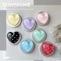 Support de téléphone de bureau créatif en forme de cœur 3D avec points blancs de couleur unie, magnétique et rétractable, accessoires de téléphone coréens pour femmes