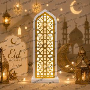 Lampe de table en bois pour Ramadan et l'Aïd, décoration de nuit islamique, 3 tailles, alimentation USB, lumière LED en forme d'arche, Mihrab - Product Image 3