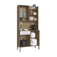 Armoire de cuisine de style moderne OLIVIA, 4 portes, 1 tiroir, meubles de maison en bois, panneaux de particules, couleur bois/blanc, Brazilian Decibel