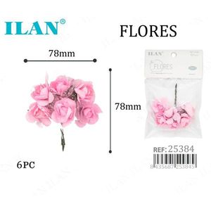 Ilan Flores Rose di Carta 78mm 6 Pezzi Decorazioni Artigianali - Product Image 1