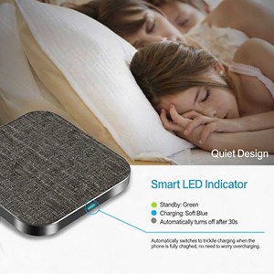 Base de Carga Inalámbrica INPUTECH de 15W con Superficie de Tela y Aleación de Aluminio, Cargador Rápido de Escritorio para Todos los Teléfonos Inteligentes - Product Image 3