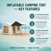 Gran Oferta 2026: Carpa Inflable de Oxford para Acampar al Aire Libre, Impermeable, de 12 Metros Cuadrados, para 6-10 Personas, Ideal para Campamentos Familiares