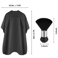 Ensemble de cape et brosse à cheveux de barbier noir professionnel-Haute qualité pour la coupe de cheveux de salon