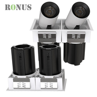 Spot LED encastré COB orientable à double tête 6W*2, grille extensible, 12W, rotatif
